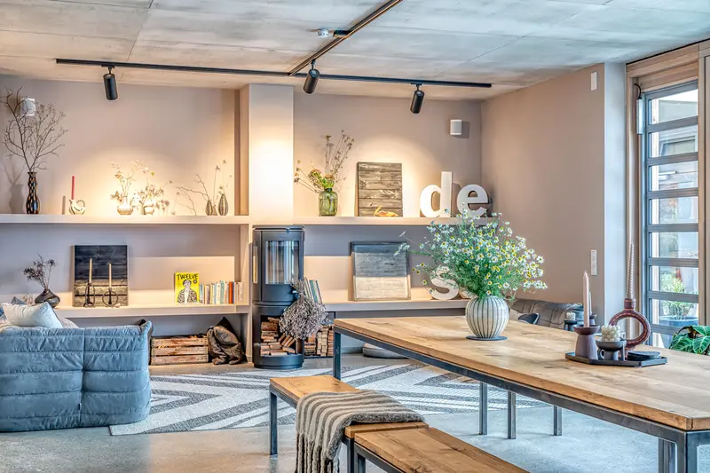 Wohnzimmer und Essbereich im Friedrichshof