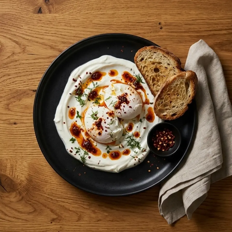 Cilbir – türkische Eier auf Knoblauchjoghurt